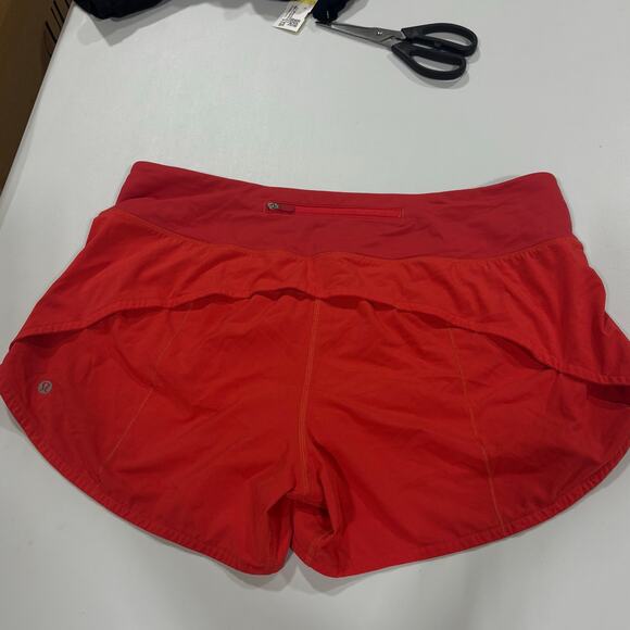 Lululemon Women’s High-Waist Running Shorts Coral Red 12 Quick-Dry Activewear - Picture 5 of 9